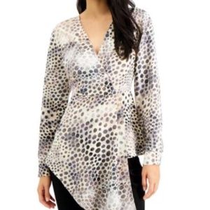 Alfani Animal Print Asymmetrical Blouse